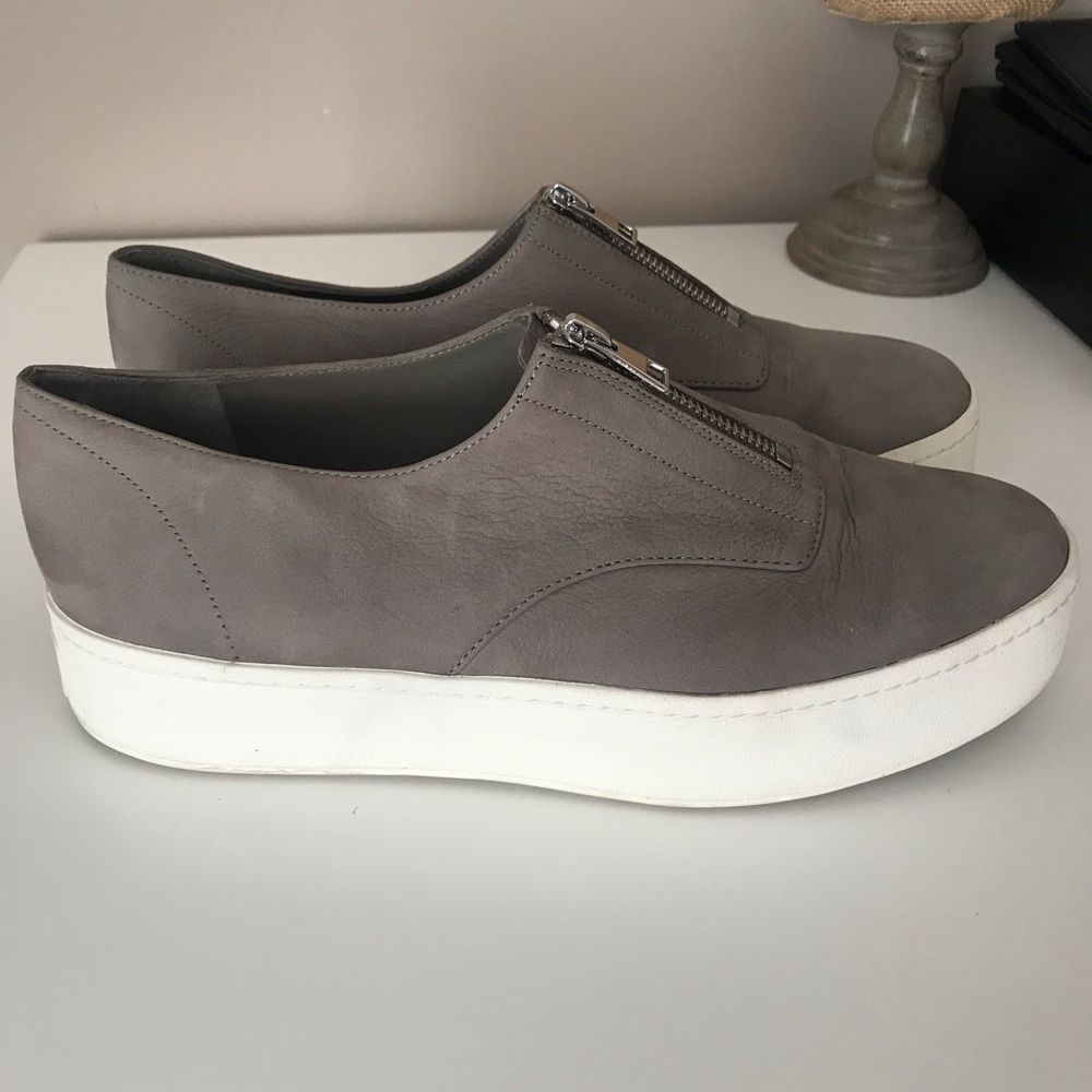 Vince grey suede platform slip on sneakers, sz8.5